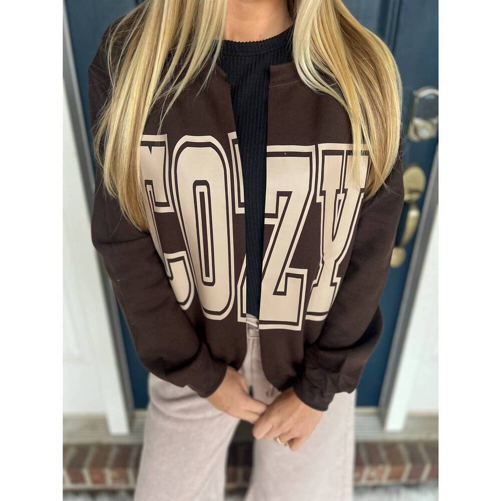 NEW CMD cozy cardi sweatshirt in brown